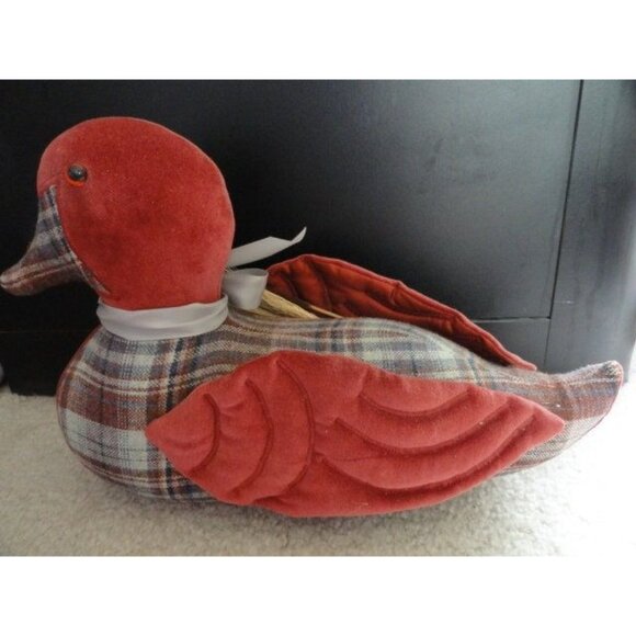 Vintage Handmade Tweed Plaid Duck Mallard Willow Brown Burnt Orange Fabric - Picture 6 of 9